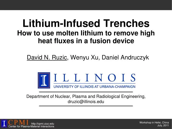 lithium infused trenches how to use molten lithium to remove high heat fluxes in a fusion device
