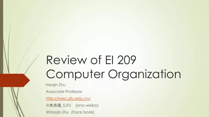 review of ei 209 computer organization