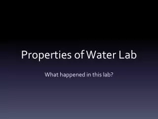 properties of water lab