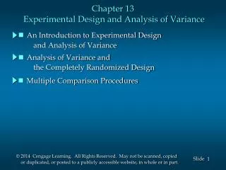 Chapter 13 Experimental Design and Analysis of Variance