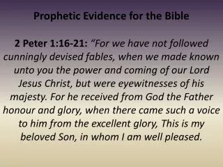 Prophetic Evidence for the Bible