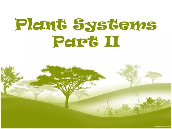 plant systems part ii