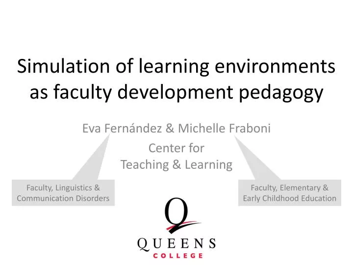 simulation of learning environments as faculty development pedagogy