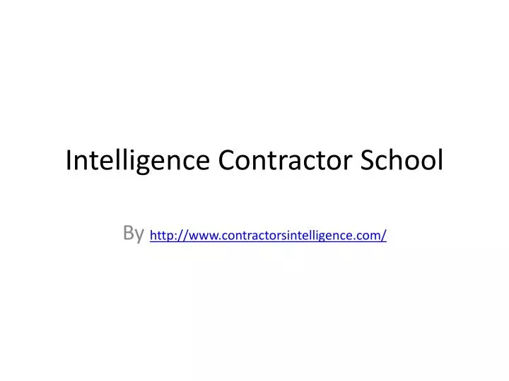 intelligence contractor school