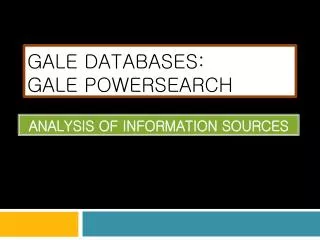 GALE Databases: Gale powersearch