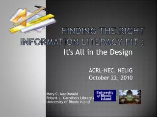 Finding the Right Information Literacy Fit :