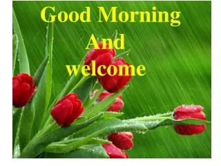 Good Morning And welcome