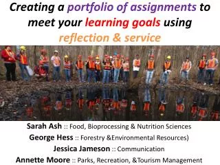 Creating a portfolio of assignments to meet your learning goals using reflection &amp; service
