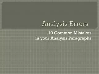 Analysis Errors