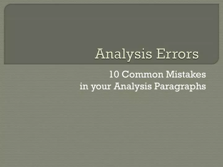 analysis errors