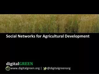 Social Networks for Agricultural Development