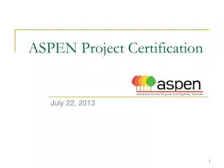 ASPEN Project Certification