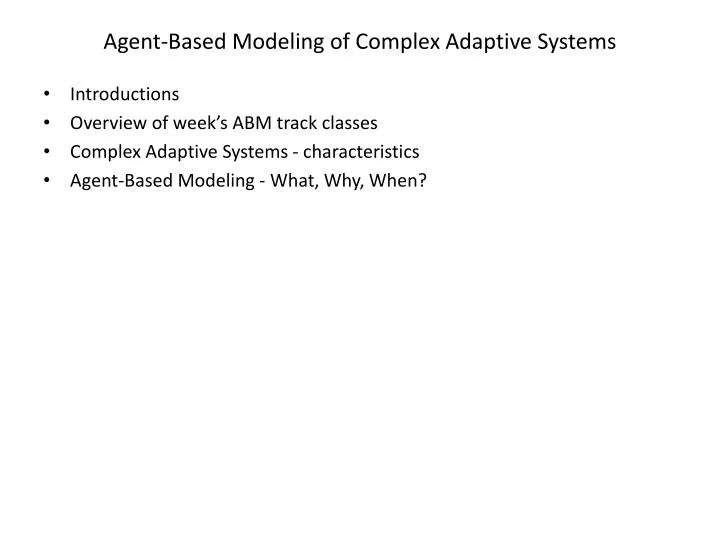agent based modeling of complex adaptive systems