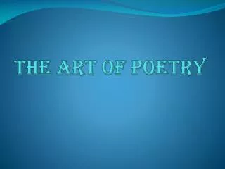 The Art of Poetry