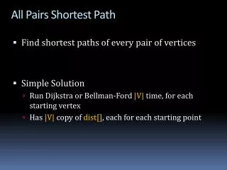 All Pairs Shortest Path