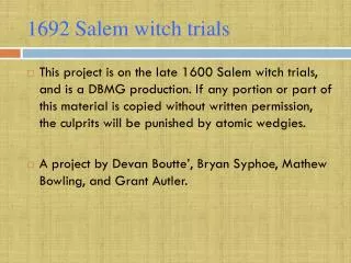 1692 Salem witch trials
