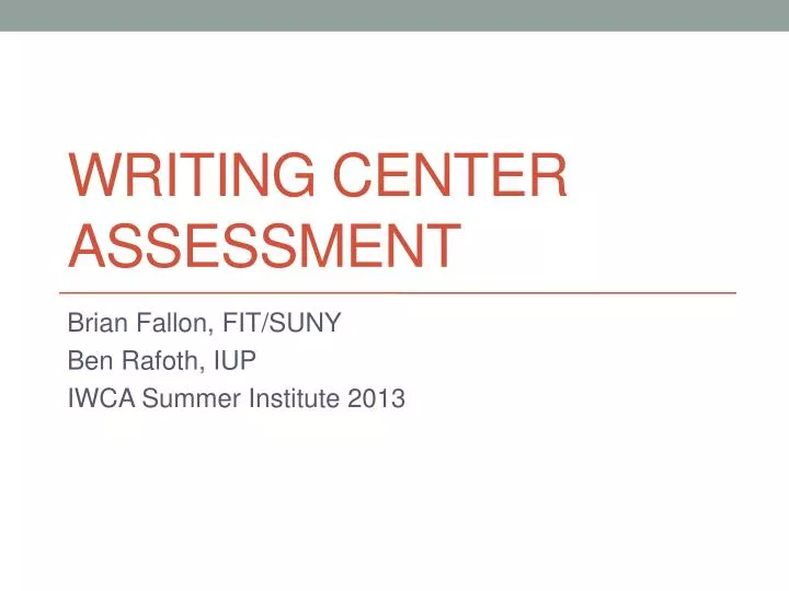 writing center assessment