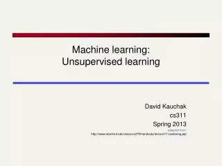 Machine learning: Unsupervised learning