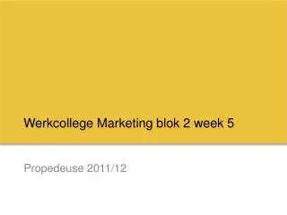Werkcollege Marketing blok 2 week 5