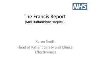 The Francis Report (Mid Staffordshire Hospital)