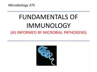 FUNDAMENTALS OF IMMUNOLOGY (AS INFORMED BY MICROBIAL PATHOGENS)
