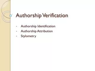 Authorship Verification