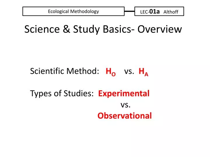 scientific method h o vs h a types of studies experimental vs observational