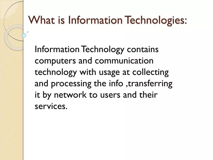what is information technologies
