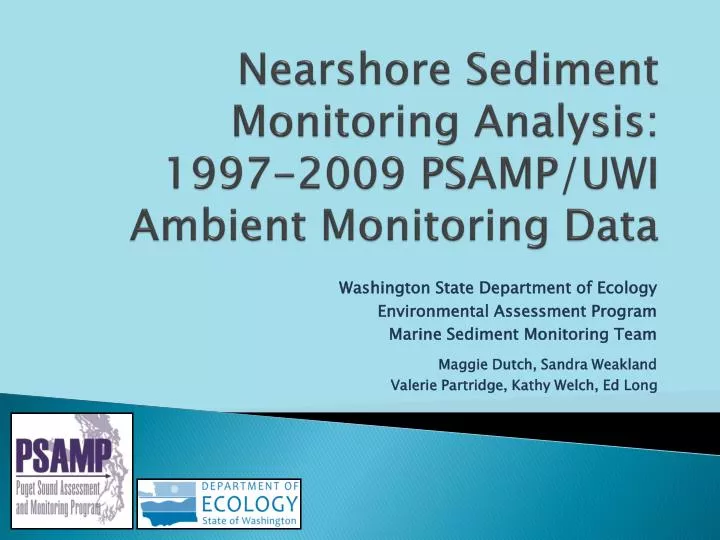 nearshore sediment monitoring analysis 1997 2009 psamp uwi ambient monitoring data