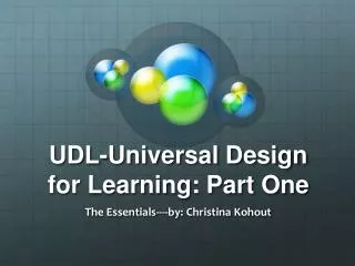 UDL-Universal Design for Learning: Part One