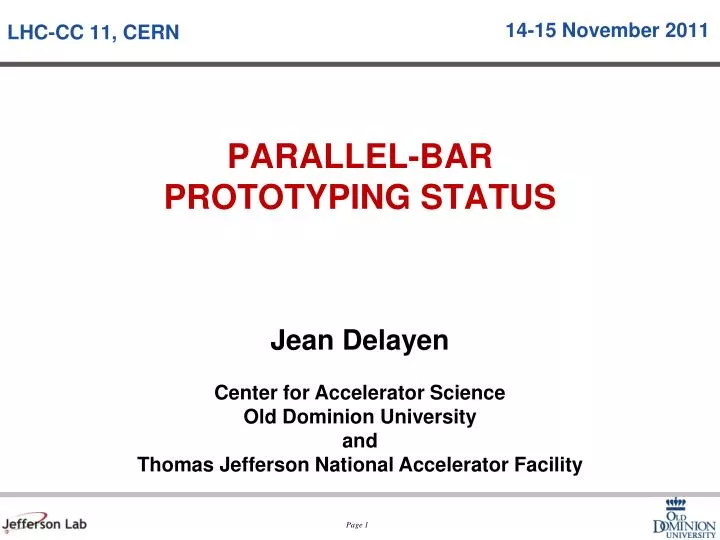 parallel bar prototyping status