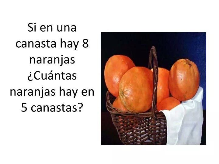 si en una canasta hay 8 naranjas cu ntas naranjas hay en 5 canastas