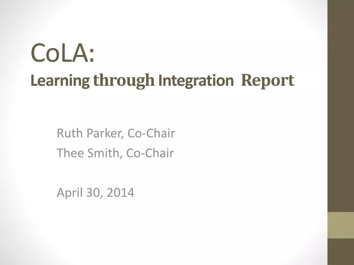 cola learning through integration report