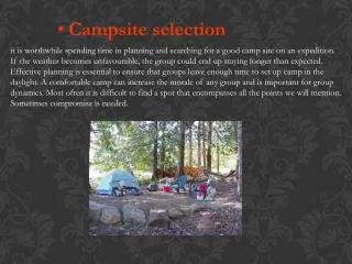 Campsite selection