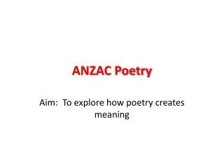 ANZAC Poetry