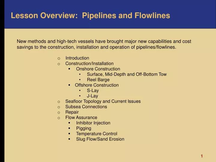lesson overview pipelines and flowlines