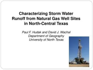 Characterizing Storm Water Runoff from Natural Gas Well Sites in North-Central Texas