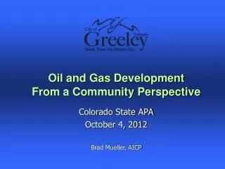 Colorado State APA October 4, 2012 Brad Mueller, AICP