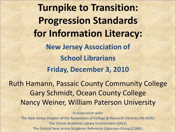 turnpike to transition progression standards for information literacy