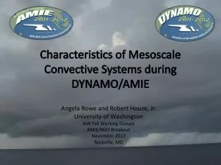 Characteristics of Mesoscale Convective Systems during DYNAMO/AMIE