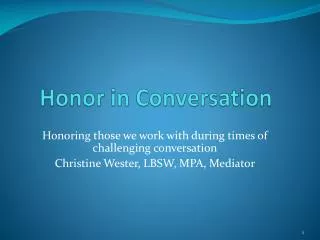 Honor in Conversation
