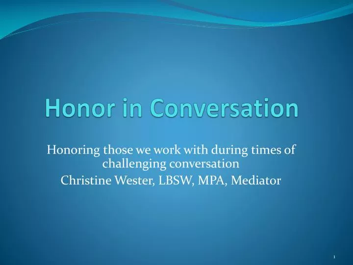 honor in conversation