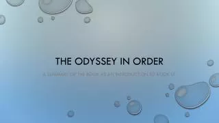 The Odyssey in Order