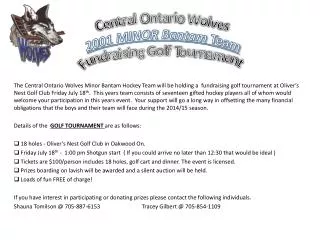 Central Ontario Wolves 2001 MINOR Bantam Team Fundraising Golf Tournament