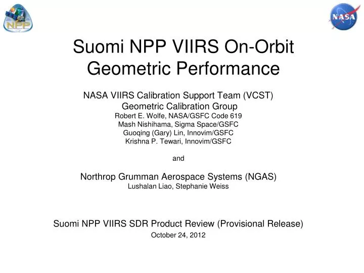 suomi npp viirs on orbit geometric performance
