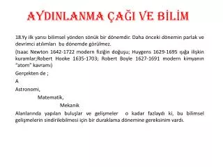 aydinlanma a i ve b l m