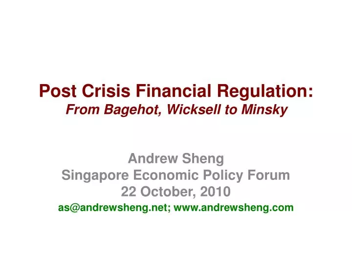 post crisis financial regulation from bagehot wi c ksell to minsky
