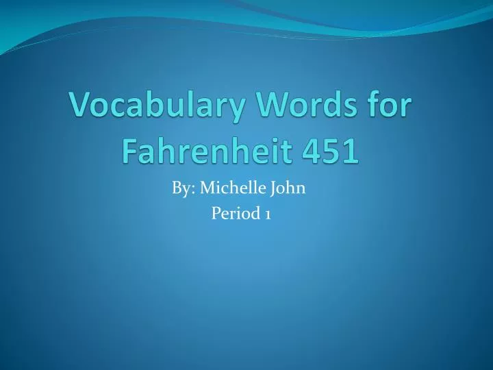 vocabulary words for fahrenheit 451