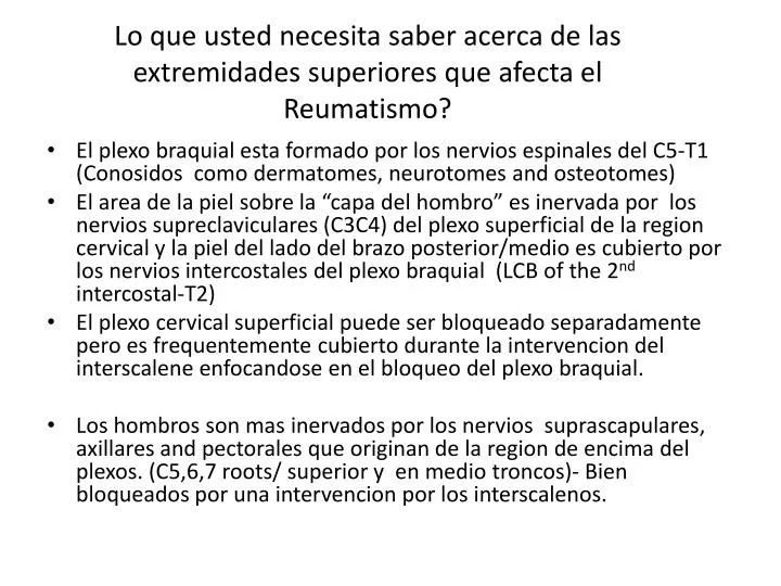 lo que usted necesita saber acerca de las extremidades superiores que afecta el reumatismo