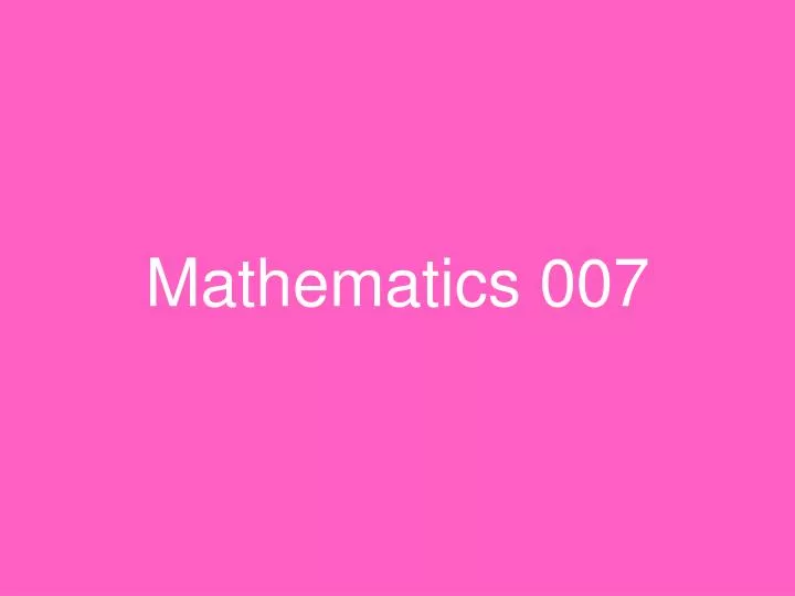 mathematics 007